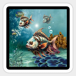 Stunning fantasy steampunk fish Sticker